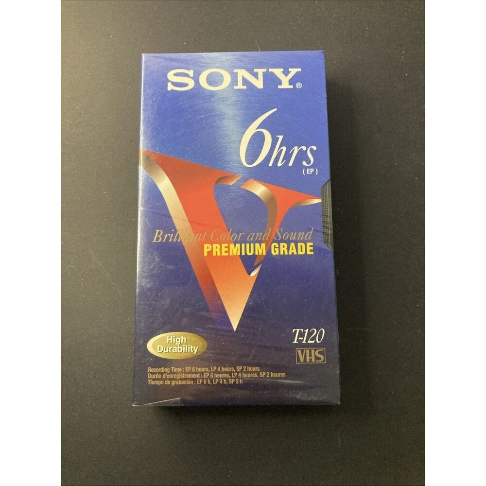 Sony T-120VF Blank VHS Video Tape Standard Grade 6 Hour NEW Sealed